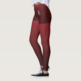 Dark Red Gradient, Fake Shorts, Custom Monogram Leggings