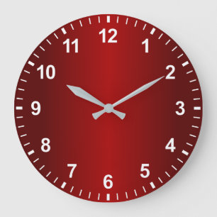 Dark Red Gradient Minimal Numbers Large Clock