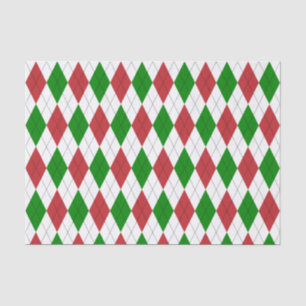 Dark Red, Green and White Argyle Tissue Paper