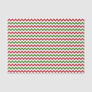 Dark Red, Green and White Chevron Tissue Paper
