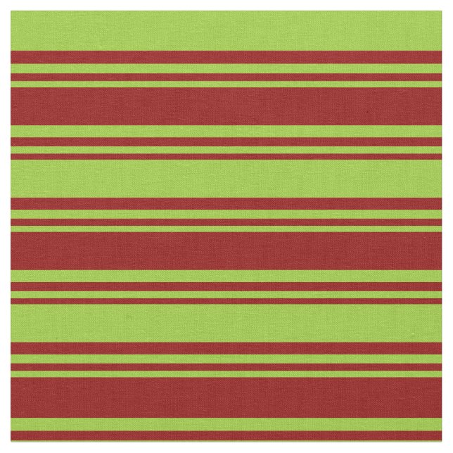 Dark Red & Green Striped/Lined Pattern Fabric (Close Up)