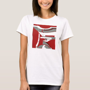 Dark Red Grey Modern Abstract Mosaic-like Art T-Shirt