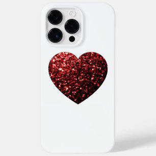 Dark red heart faux glitter sparkles Case-Mate iPhone 14 pro max case