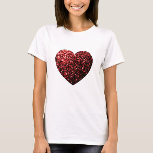 Dark red heart faux glitter sparkles T-Shirt
