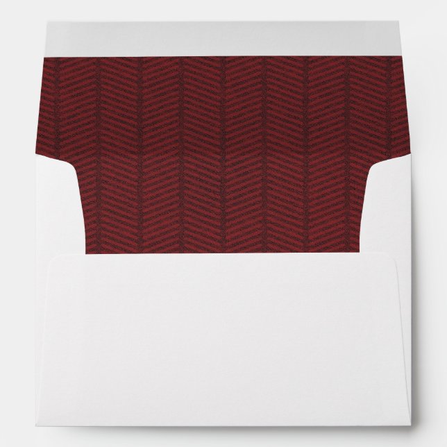 Dark Red Herringbone Pattern Interior Envelope (Back (Bottom))