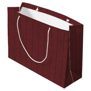 Dark Red Herringbone Pattern Large Gift Bag