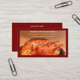 Dark Red Homestyle Cooked Turkey Prepared Foods Business Card