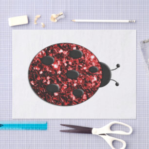 Dark red ladybug faux glitter sparkles tissue paper