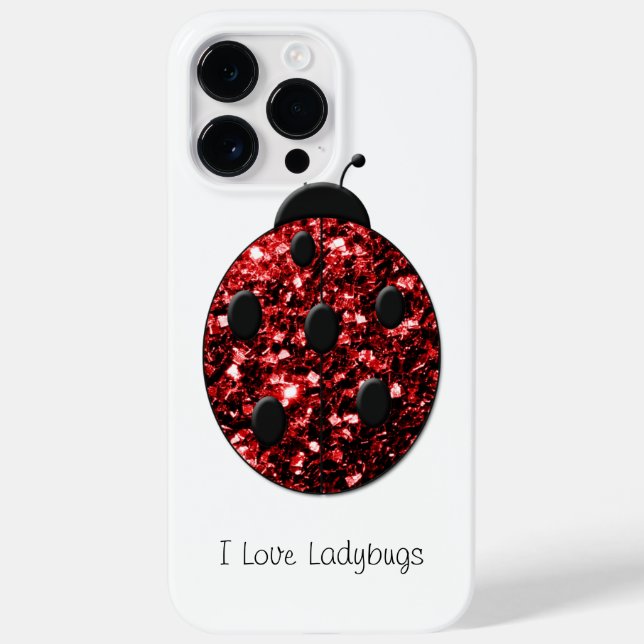 Dark red ladybug faux glitter sparkles Your text Case-Mate iPhone Case (Back)