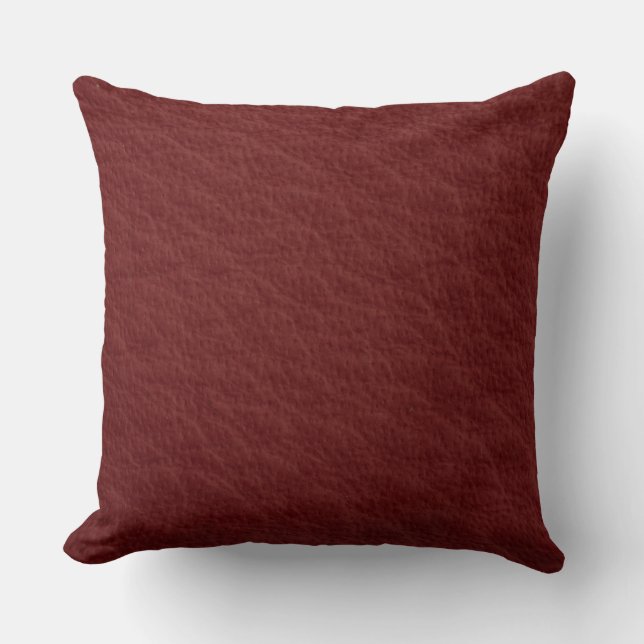 Dark Red Leather Look Print Pillow (Front)