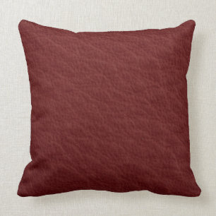 Dark Red Leather Look Print Pillow