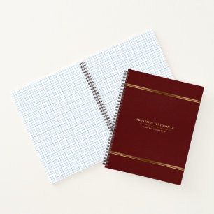 Dark-Red Leather Texture Gold Tones Stripes Notebook