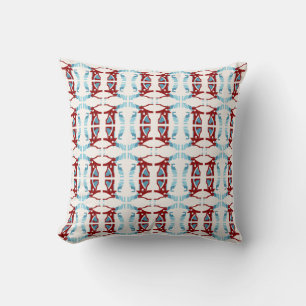 Dark Red Light Blue Off-white Small Tile Mosaics Cushion