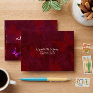 Dark Red, Magenta Butterfly Envelope