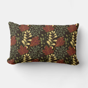 Dark red maple leaves floral pattern lumbar cushion