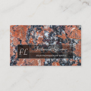 Dark red marble black marble structure monogram business card