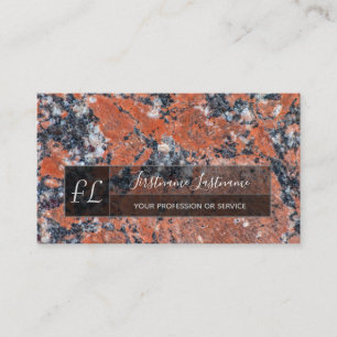 Dark red marble black marble structure monogram business card