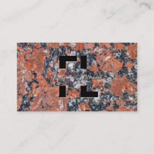 Dark red marble black marble structure monogram business card