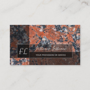 Dark red marble black marble structure monogram business card