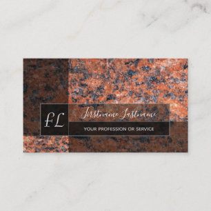 Dark red marble black marble structure monogram business card