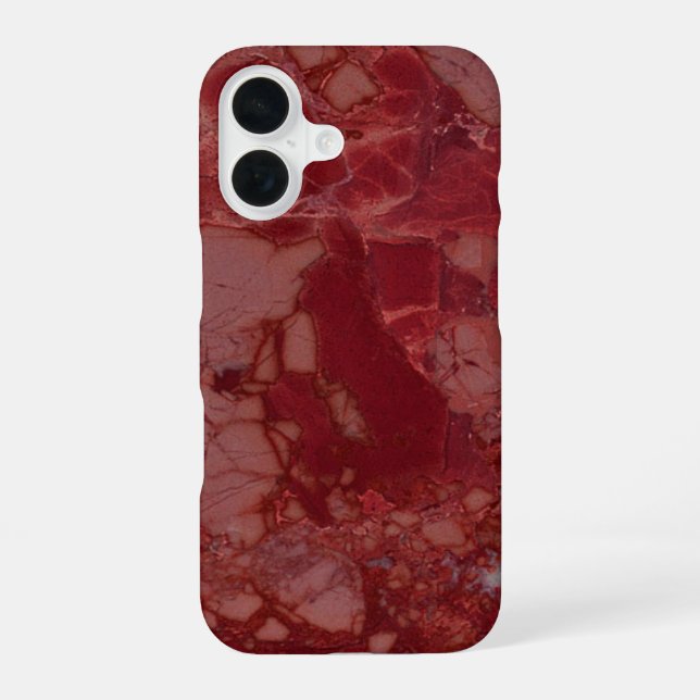 Dark Red Marble iPhone 16 Case (Back)