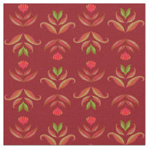 Dark Red Maroon Folk Art Floral Rustic Christmas