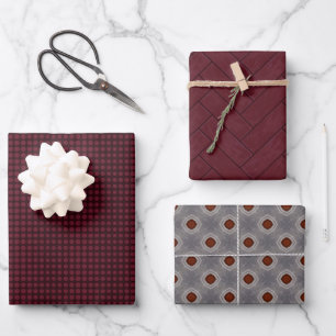 Dark Red Masculine Set Wrapping Paper Sheet
