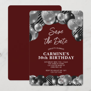 Dark Red Men's 50th Birthday Invitation