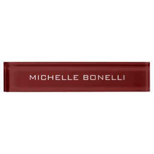 Dark Red Minimalist Plain Modern Nameplate