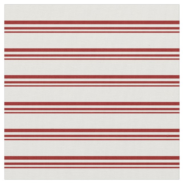Dark Red & Mint Cream Stripes Pattern Fabric (Close Up)