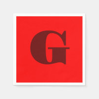 Dark Red Modern Letter Monogram | Red  