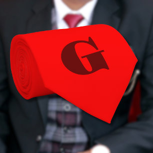 Dark Red Modern Letter Monogram Red Tie