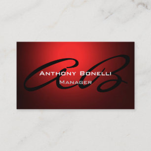 Dark Red Modern Monogram Manager Business Card