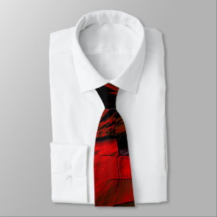 Dark red mosaic with lightly carved and satin thr tie