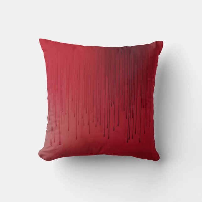 Dark red paint drip art cushion (Front)
