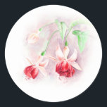 Dark red & pink fuchsia flower art wedding sticker<br><div class="desc">Beautiful dark wine red fuchsia flowers fine art painting sticker. The perfect extra touch to add to your invite and thank you envelope. Design and original watercolor painted by Sarah Trett.</div>