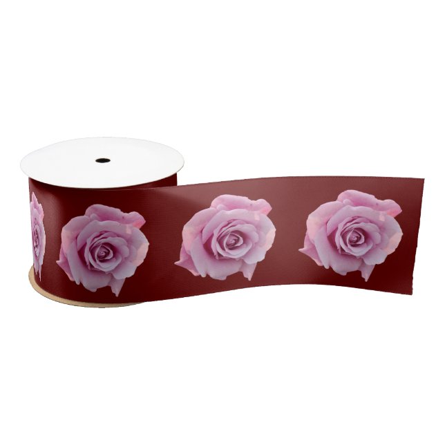 Dark red pink rose satin ribbon (Spool)