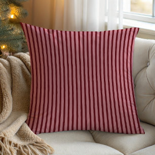 Dark Red Pink Rustic Striped  Cushion