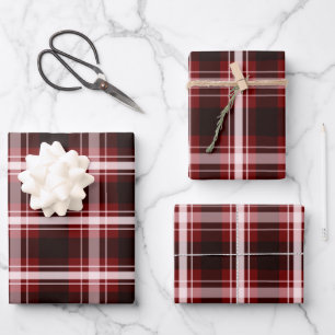 Dark Red Plaid Wrapping Paper Sheet