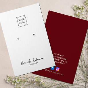 DARK RED PLAIN SIGNATURE EARRING JEWELRY LOGO BUSINESS CARD
