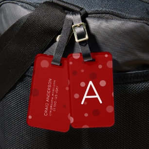 Dark Red Pop Dots  Luggage Tag