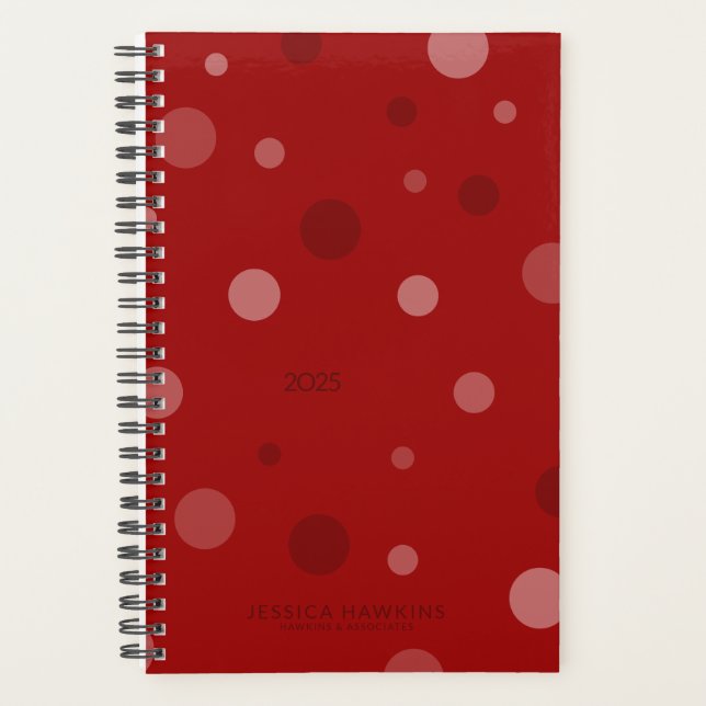 Dark Red Pop Dots Year Weekly Planner (Front)