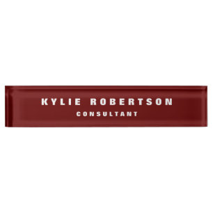 Dark Red Professional Trendy Modern Nameplate