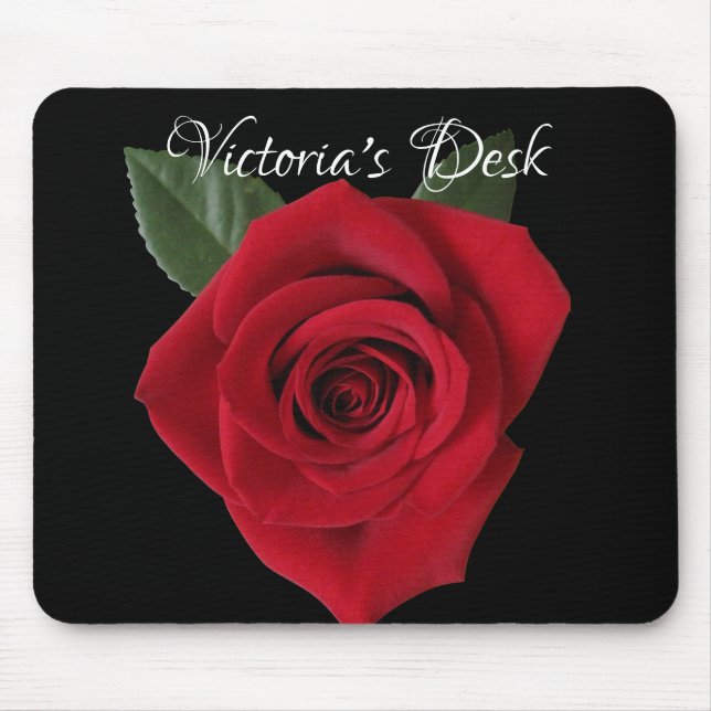 Dark Red Rose Desk Mousepad (Front)