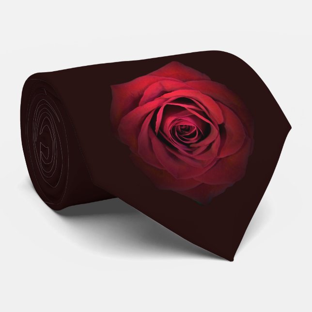 Dark Red Rose Tie (Rolled)