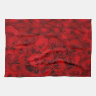 Dark Red Roses Art Kitchen Towel