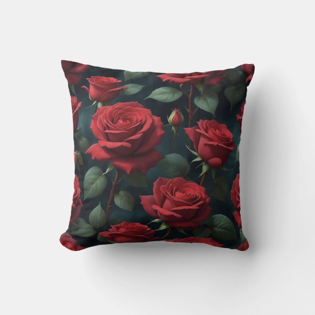 Dark Red Roses  Cushion (Front)
