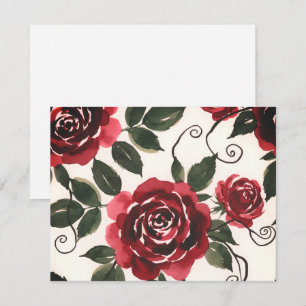 Dark Red Roses Floral Enclosure Card