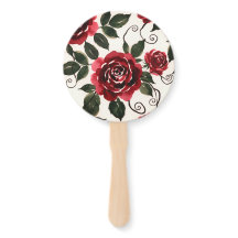 Dark Red Roses Floral Set of Fans