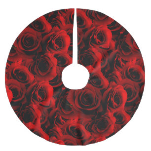 Dark Red Roses For you Brushed Polyester Tree Skirt
